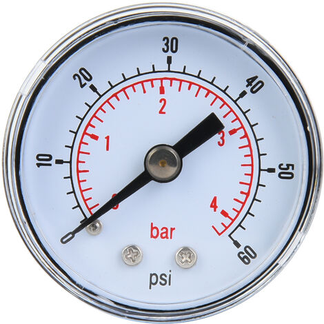 Manometer, Digital Reifendruckmesser, Wasserdruckmesser für Kraftstoff Luft  Öl oder Wasser 0-4bar / 0-60psi, 1/4 Zoll NPT Messing Seitenhalterung