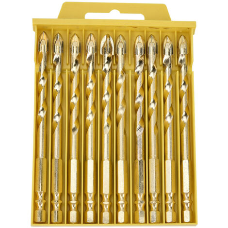 Mèche à béton carbure 8mm avec embout hexagonal - Lot de 10 pièces pour perçage efficace