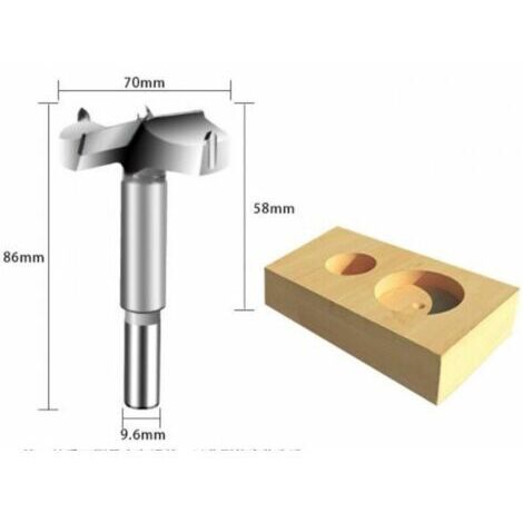 Meche a Bois, Diametre 60/70/80/90mm, Foret Fraise Carbure Pour Faconner Trou Travail du Bois, L'installation de Portes Sphériques Bois, Tiroirs, Plastique, Contreplaqué 4pcs