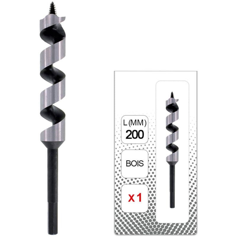 Mèche à bois queue Hexagonale Long 200 mm - 12