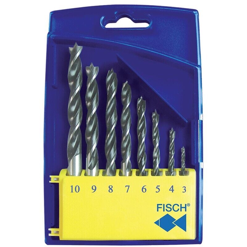 Coffret de 8 forets à bois, diamètres 3 - 4 - 5 - 6 - 7 - 8 - 9 - 10 mm - fammab