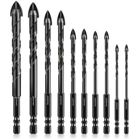 LAFOMUKEA Mèche à Carrelage,10 Pièces Meche Verre,Foret à Verre, Mèches pour Carrelage en Verre,Mèches en Céramique,avec Tige Hexagonale, pour Percer des Trous en Verre Perçage Carreaux Céramique