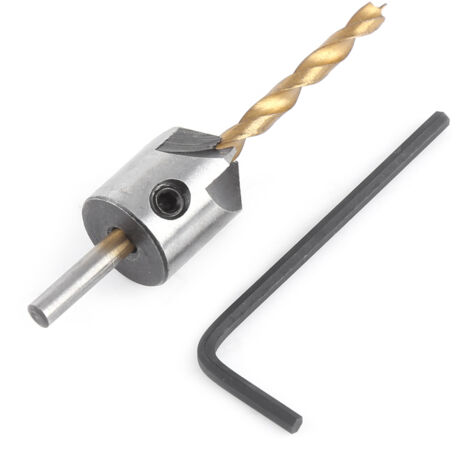 Mèche à fraiser pour bois, outil de perçage menuiserie, tige ronde avec clé hexagonale (4mm)
