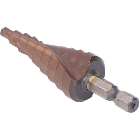 Mèche à gradins HSS titane pour affûtage, foret angle 118° avec queue 1/4", double rainure spirale