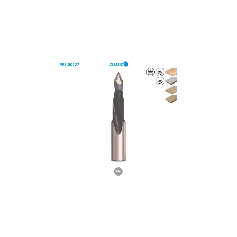 Mèche à percer carbure pour bois Classic ø 5 Long. 70 Long. Utile 35mm Sens r (droit)