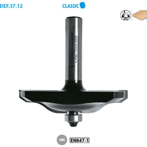 Mèche à plate-bande HM + guide D.76 mm L.U. 16 mm profil 3 Q. 12 mm - 3712.700.03 - Leman