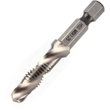Mèche à tarauder HSS M8 avec douille hexagonale 1/4" pour perceuse électrique
