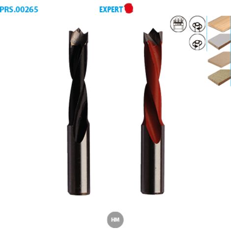 Mèche à tourillons carbure pour bois Expert ø 6 Long. 70 Long. Utile 35 Sens L (gauche)
