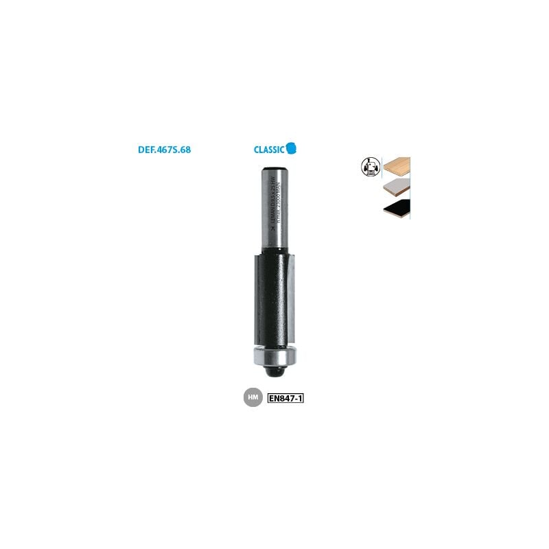Leman - Mèche d'affleureuse droite + guide Classic ø 9,5 ø Queue 6 Long. Utile 25mm
