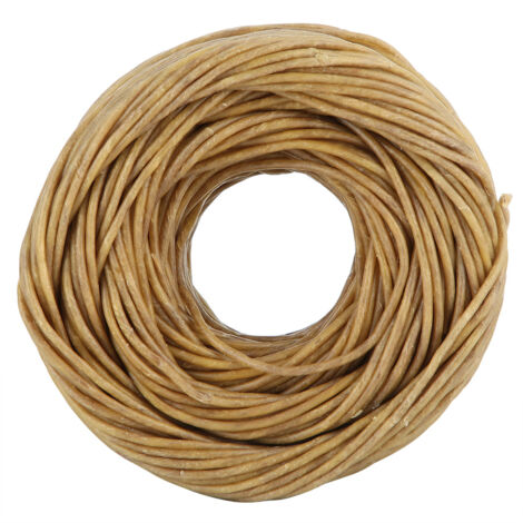 Mèche de bougie en fibre naturelle 2mm avec revêtement cire d'abeille pour bougies parfumées DIY - 60m (Foncé)