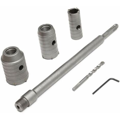 Mèche de forage en béton avec manche rond de 350 mm SDS Plus Trépan pour trou de sciage de béton Mèche de forage pour mur en pierre de ciment avec expansion de 30/40/50 mm （Argent)