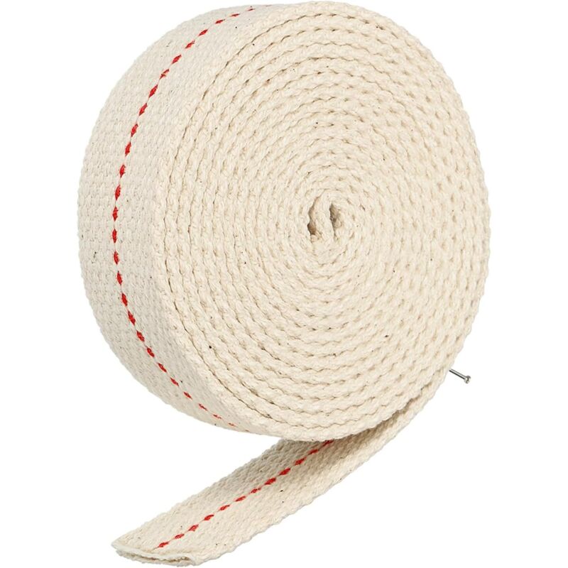 Mèche de lampe à huile de 25 mm de large en coton avec point rouge pour éclairage au kérosène, 1 rouleau