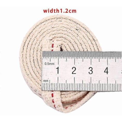 Mèche de lampe à pétrole en coton tressé, 1 m, pour lampe à pétrole - 1,2 cm
