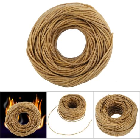 Mèche en fibre naturelle de cire d'abeille pour bougies parfumées DIY - 60 mètres (Foncé)