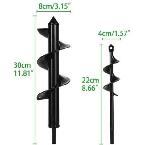 Mèche Jardin Tarière 2 Pièces, Ø80mm×300mm + Ø40mm×220mm Forets de Jardin en Spirale, Outil de Plantation Pratique pour F