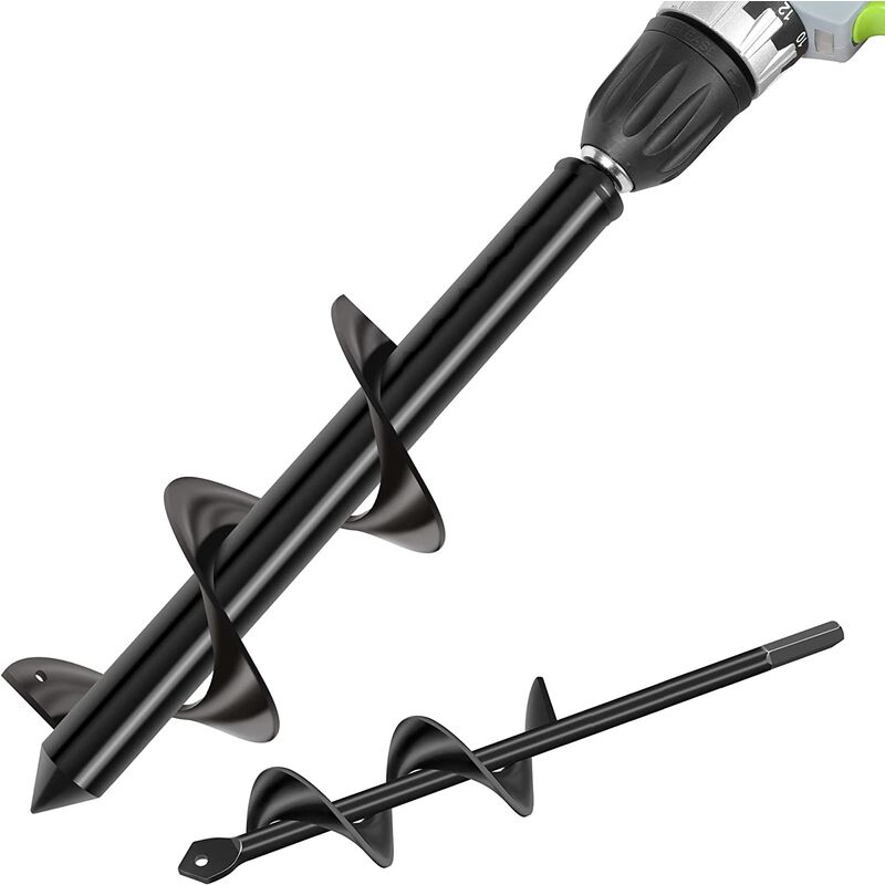 Memkey - Mèche Jardin Tarière ø 80 et ø 40 mm 2 Pièces, Forets de Jardin en Spirale, Outil de Plantation Pratique pour Faire Rapidement Trou et