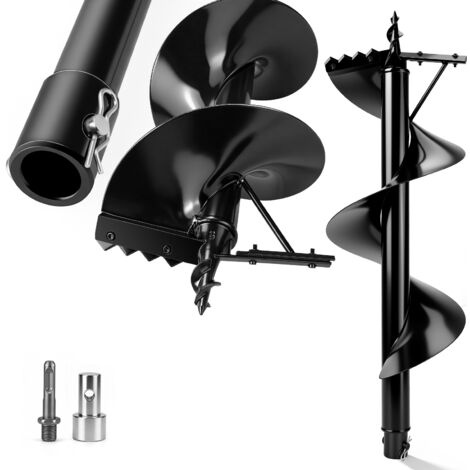 Mèche pour Tarière Ø 300 mm x 80 cm- Adaptateur SDS-Plus - Acier Manganèse Haute Résistance avec Tête en Tungstène, Dents de Creusage Renforcées, Perçage Puissant pour Sols Durs et Racines