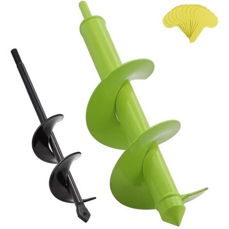 Mèche pour tarière Lot de 2forets de tarière de jardin la plantation 8cmx30 cm et 4cmx22cm foret en spirale robuste tout-en-un pour la plantation de plantes à bulbe foret pour perceuse hexagonale 3/8"