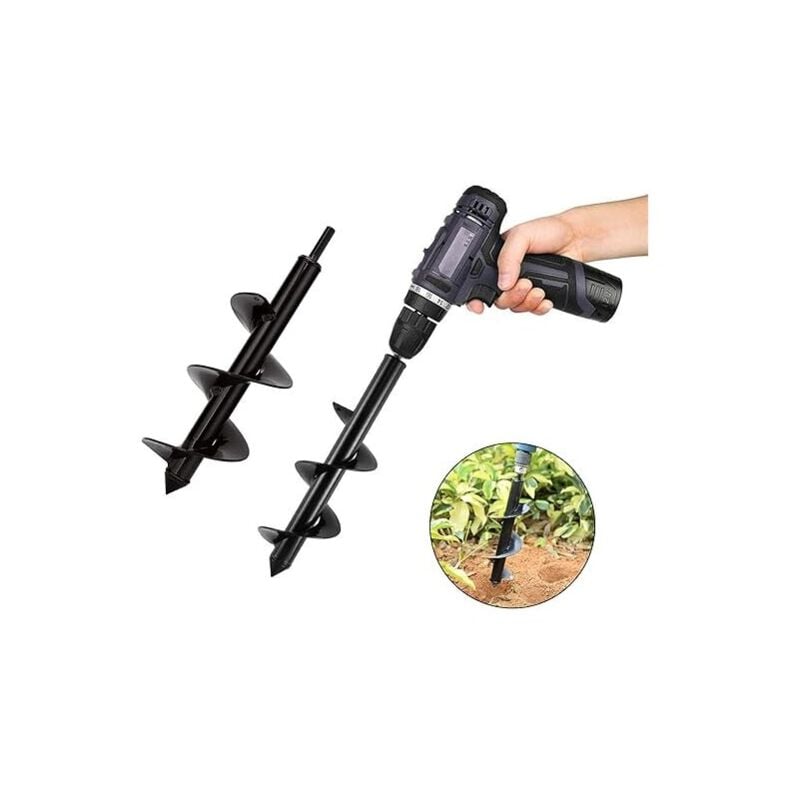 L&h-cfcahl - Mèche pour tarière, Mèche Tarière pour Perceuse Jardin Foreuse ø 100mm x 300mm + Gants, Jardin Tarière pour percer rapidement des trous