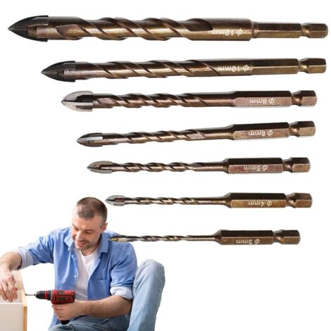 Mèches À Béton Pour Perceuse À Percussion - Forets Carrelage - Lot De 7