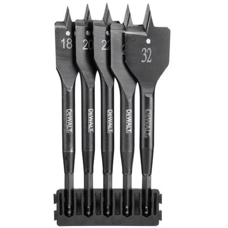 Mèches à bois plates DEWALT DT70832 - Jeu 5 pcs 18/20/22/25/32 mm TOUGH CASE