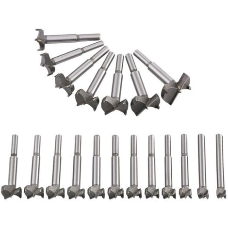 Mèches Bois 19PCS (10MM - 40MM) Fraise Carbure, L'installation de Portes Sphériques, Tiroirs, Mèches à Façonner Foret pour Faire Des Trous Propres à Fond Plat Dans Le Bois