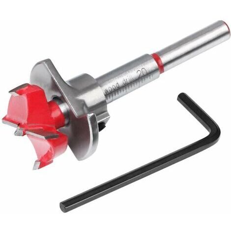 Mèches Bois, Ø 20 mm Fraise Bois à Positionnement Ajustable, Scie Trépan au Carbure Cémenté avec Butée de Profondeur (Plage de Profondeur 1040 mm)
