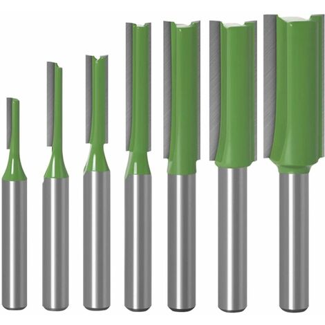 Mèches de toupie droites à tige de 6 mm, mèches de toupie à simple/double flûte, lot de 7 mèches de toupie à coupe droite pour le travail du bois