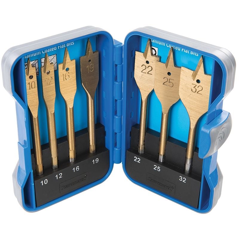 Mèches Plates Titanées 10 - 32 Mm, 7 Pcs Silverline 279870