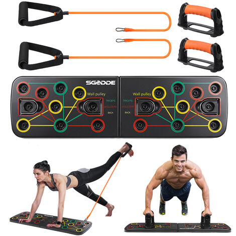 MECO SGODDE Planche push-up 13 en 1, poignées push-up pliables, planche push-up multifonctionnelle, avec équipement de fitness à bande de résistance