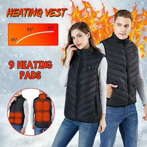 Meco Uni Veste Chauffante 9 Coussins Chauffants Gilet 90% Duvet 45/55/65℃ Veste Chauffante Taille: XXL