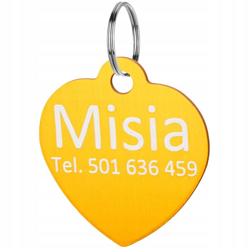 Médaille d'identification pour chien en forme de cœur avec pendentif gravé en or