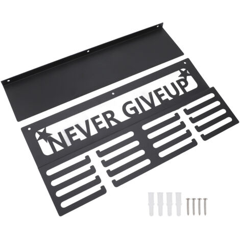 Medal Hanger Display Multipurpose Innovative Wall Mounted Metal Awards Rack with Trophy Shelf for Runners Black
