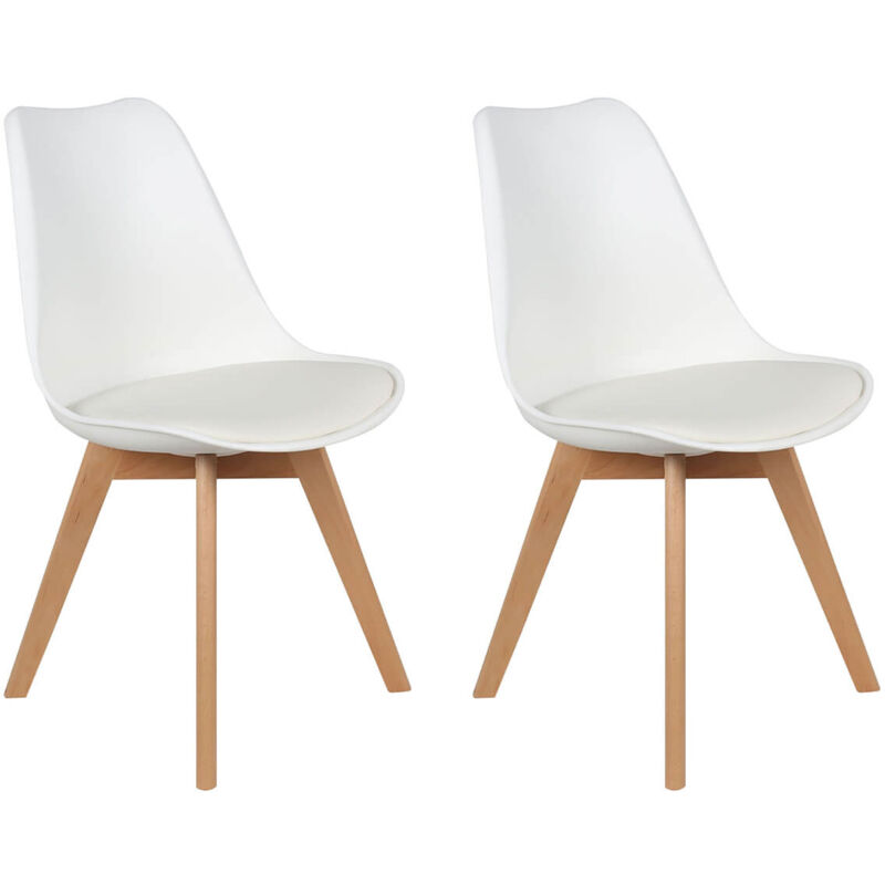 Altobuy - medaline - Lot de 2 Chaises Scandinaves Blanches