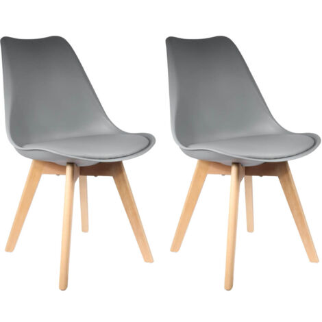 MEDALINE - Lot de 2 Chaises Scandinaves Grises