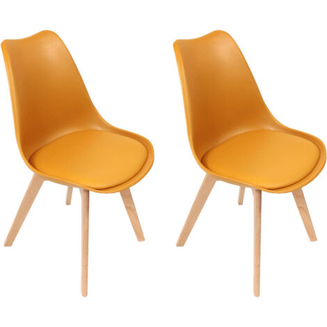 MEDALINE - Lot de 2 Chaises Scandinaves Jaunes