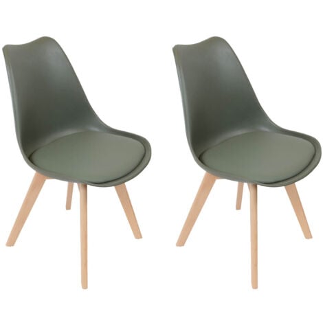 MEDALINE - Lot de 2 Chaises Scandinaves Kaki