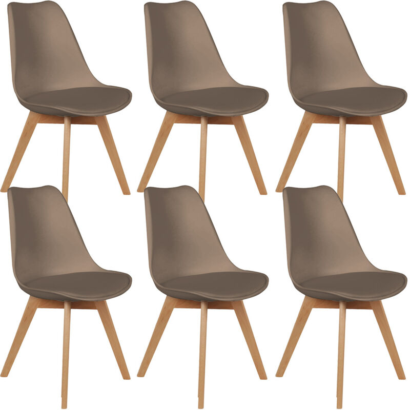 Altobuy - medaline - Lot de 6 Chaises Scandinaves Taupe