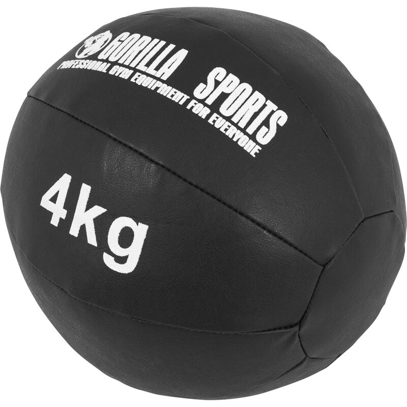 Gorilla Sports - Médecine Ball Cuir Synthétique de 1kg à 10kg - Poids : 4 kg