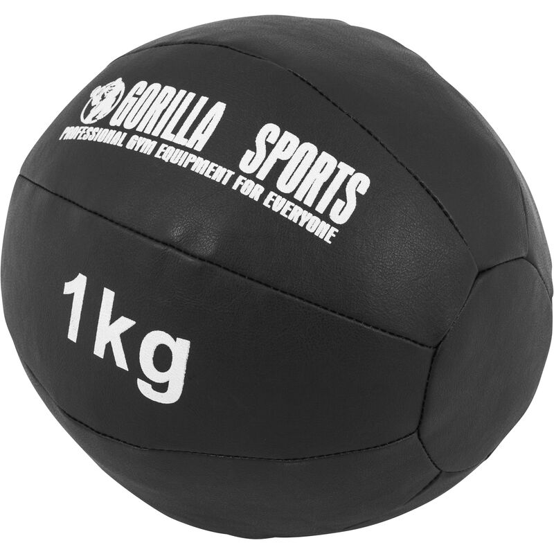 Gorilla Sports - Médecine Ball Cuir Synthétique de 1kg à 10kg - Poids : 1 kg