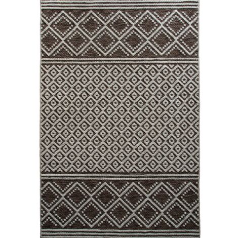 MEDIA CROISILLONS BRUN - Tapis moderne à motif croisillons en relief brun 120x170