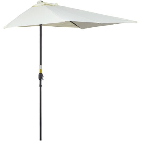 Media Sombrilla 230x130x245 cm Parasol para Pared de Jardín con Manivela y Mástil de Metal de Ø38 mm Terraza Balcón