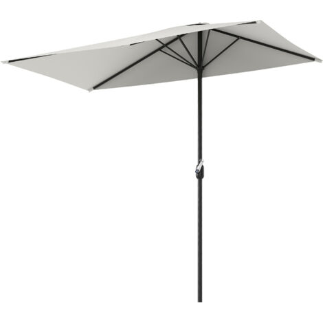 Media Sombrilla 230x130x245 cm Parasol para Pared de Jardín con Manivela y Mástil de Metal de Ø38 mm Terraza Balcón