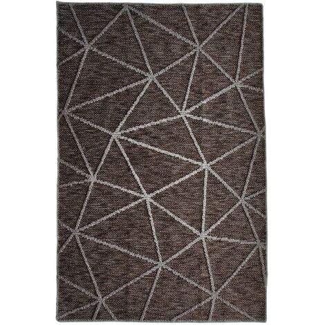 MEDIA TRIANGLES - Tapis en polypropylène et coton motif triangles brun 120x170