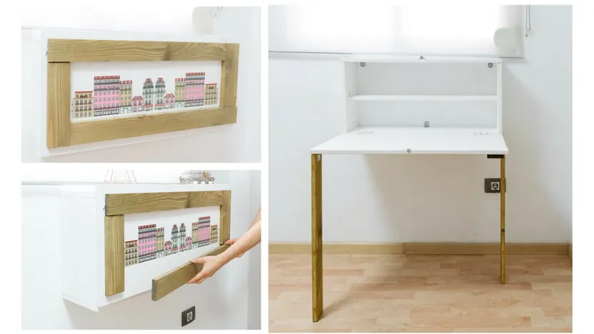 DIY Framed Picture Folding Desk - Furniture for Small Spaces