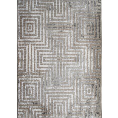 MEDIANE LABY - Tapis abstrait moderne gris beige 160x230
