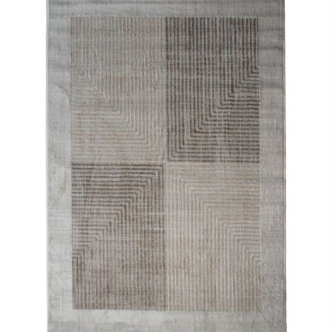 MEDIANE QUATRO - Tapis moderne motif géométrique gris beige 160x230