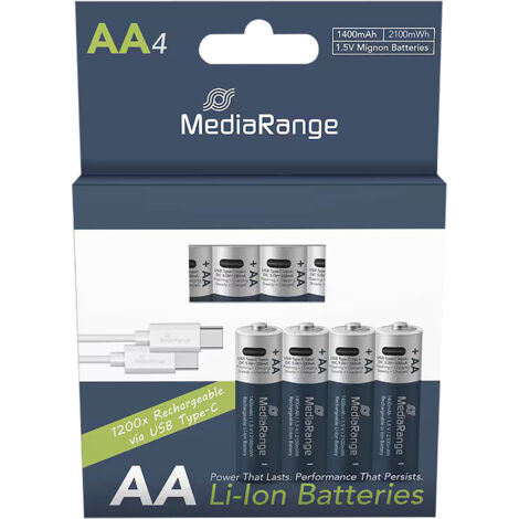 MEDIARANGE Batterie Li-Ion MRBAT161 AA Pack de 4