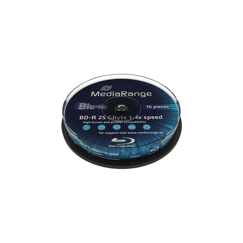 BD-R Blu-ray 25 Go 4x, 10 pièces en cake box (MR495) - Mediarange
