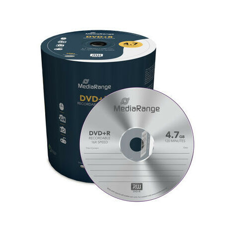 MediaRange DVD+R 16x certifié, 100 pièces en cake box (MR443)